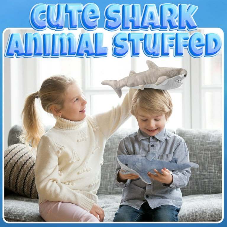 Tiny Heart Great White Shark Plush Toy - 35 Inch Grey Stuffed Animal, Soft & Cute 4 thumbnail image