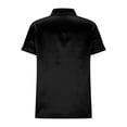 thumbnail image 5 of Women's Satin V Neck Short Sleeve Wrap Elegant Blouse Shirt Black L, 5 of 7