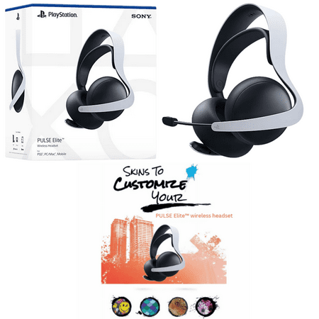 PlayStation PULSE Elite Wireless Headset with MightySkins Custom Decal Skin Voucher - White