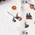 thumbnail image 6 of XAOFW Halloween Girls Pajamas Sets Short Sleeve Lapel Cartoon Print Shirts And Shorts Two Piece Sleepwear Loungewear Sets Breathable Nightwear 7-8 Years, 6 of 9