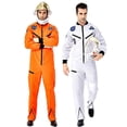 thumbnail image 2 of Disfraz de astronauta, traje espacial para adultos para hombres, disfraces de juego de rol, mono de vuelo espacial, uniforme de piloto, 2 of 4