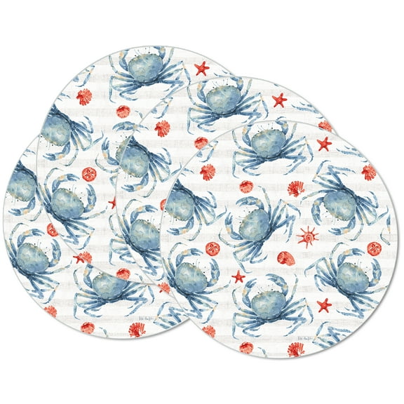 CounterArt "Crabs" 4-Pack Reversible Round Tabletop Placemats