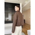 thumbnail image 4 of Abrigo de piel de oveja con grano de lichi real para mujer, tendencia primavera otoño 2024, diseño simple con múltiples bolsillos, chaqueta de cuero genuino recortada, 4 of 5