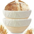 thumbnail image 4 of 2 cestas para fermentar pan, cuencos de pan redondos de ratán con revestimiento para panaderos caseros y horneados de 23 cm, 4 of 8