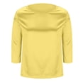 thumbnail image 6 of XAOFW Elegant Solid Color Short Sleeve T Shirt For Women Lightweight Satin Knit Tees With Crew Neck For Summer Trendy Tops XL, 6 of 9