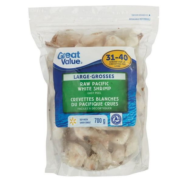 Grosses crevettes blanches du Pacifique crues de Great Value