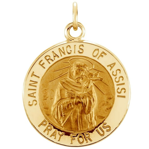 Necklace 14k Yellow Gold 15mm Polished Round St. Francis Of Assisi Medal Pendant for Women