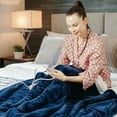 thumbnail image 3 of Gymax 60''x50'' Electric Heated Throw Blanket Flannel & Sherpa Double-sided Flush Blue, 3 of 10