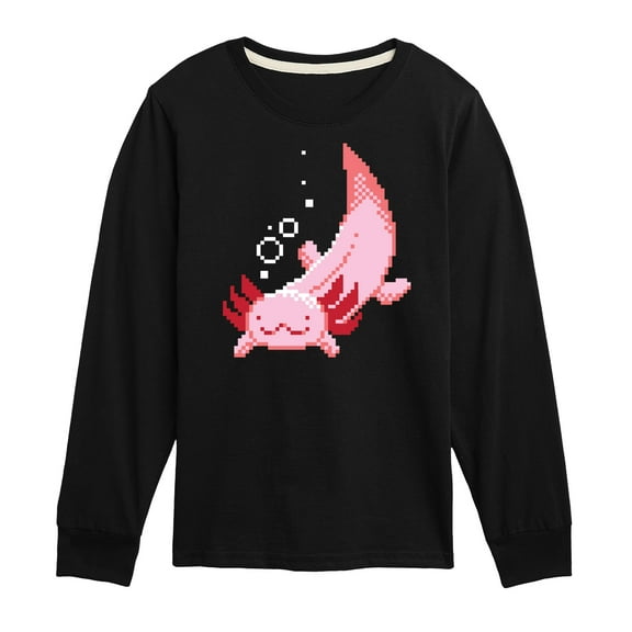 Instant Message - Gamer - Pixel Axolotl - Toddler & Youth Long Sleeve Graphic T-Shirt