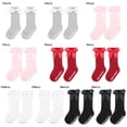 thumbnail image 2 of 1 Pair Kids Cotton Lace Children Newborn Baby Infant Bow Socks Girls Socks Knee High Long WHITE M, 2 of 8