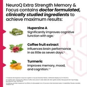 NeuroQ Memory & Focus Extra Strength - Boosts Cognitive Performance & Brain Function - Supports Neuroprotection & Concentration - Huperzine A, Gotu Kola, Ginkgo, Coffee Fruit & Propolis - 60 Capsules