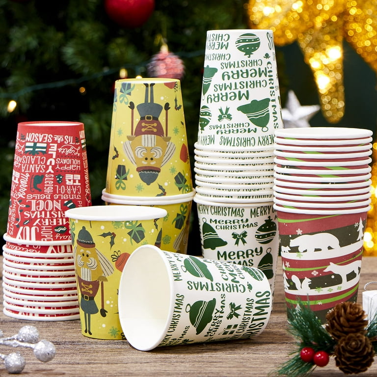 60 Count Christmas Party Plastic Cups 12Oz Christmas Santa Disposable Clear  Plas