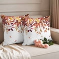 thumbnail image 2 of Orange Fall Leaves Outdoor Waterproof Pillow Covers, Watercolor Maple Eucalyptus Botanical Decorative Square Throw Pillowcase Sofa Cushion Sham for Patio/Couch/Chair, 18"x18" 2 Pack, 2 of 8
