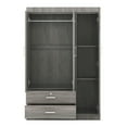 thumbnail image 4 of 3-Door Mirror Wardrobe Cabinet Closet  2 Drawers and Storage Shelves,  Bedroom Organizer, Gray, 4 of 7