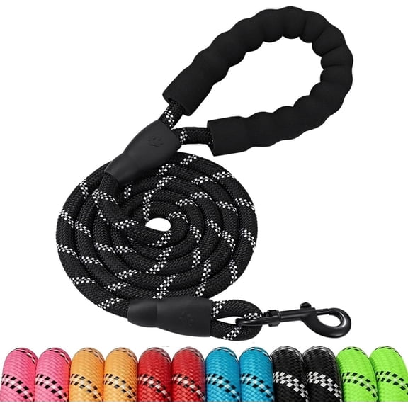 AMAGOOD Dog Leashes for Large and Medium Dogs,Heavy Duty Dog Leash, Durable Rope line ,Lightweight Design for Walking,Training,and Outdoor Activities,Black,6Ft(1.8M),1/2 inch