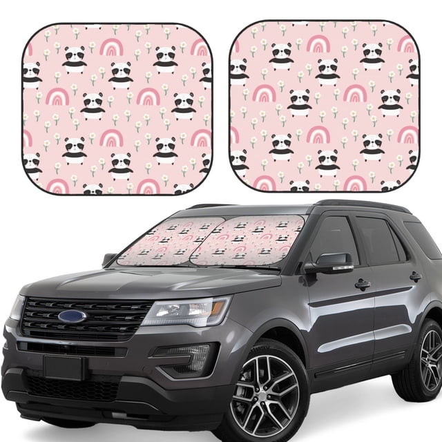 Wukai Cute Cartoon Panda Car Front Windshield Sun Shade,Sun Visor Shield Block Automotive Interior Protector Blocks UV Rays-Large