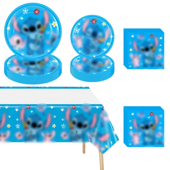 42 PCS Blue Birthday Party Supplies, Birthday Party Paper Plates and Napkins Set Includes 20 PCS Paper Plates 20 PCS Napkins 2 Tablecloth for Birthday Party