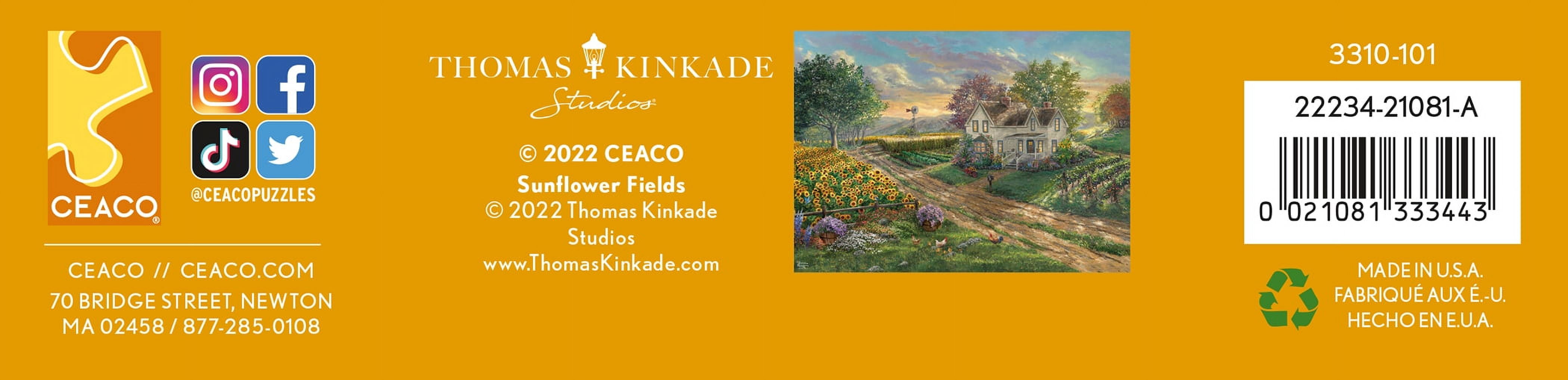Ceaco - Thomas Kinkade - Sunflower Fields - 1000 Piece Interlocking Jigsaw Puzzle