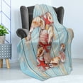 thumbnail image 4 of Letter Z Soft Flannel Fleece Throw Blanket, Maritime Summer Theme Z Tropical Aquatic Wildlife Nautical Font, Cozy Plush for Indoor and Outdoor Use, 50" x 70", Dark Coral Pale Blue, by Ambesonne, 4 of 5