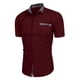 thumbnail image 4 of Ceisia Men's Relaxed Fit Short Sleeve Turndown Collar Shirt with Plaid Contrast Trim Wine M Gifts, 4 of 7
