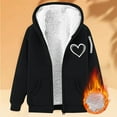 thumbnail image 5 of QQAMB Fleece Jackets For Women Plus Size Zip Up Sherpa Lined Hoodie Heart Graphic Casual Hooded Sweatshirt Warm Thick Winter Coats Black 3XL, 5 of 5