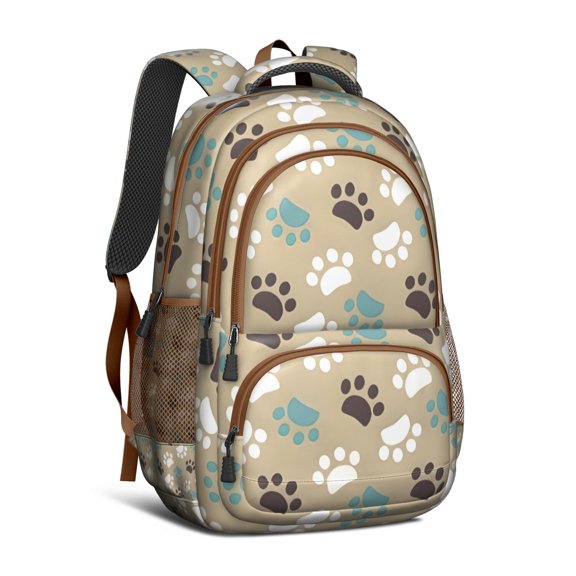 Paw Prints Backpack for School,Cute School Bag,Schoolbag with Adjustable Shoulder Straps & Padded Back,16.9 Inch