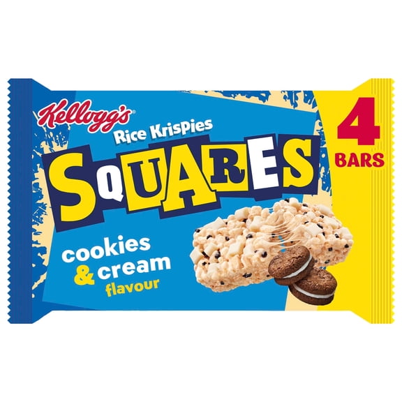 Kellogg's Rice Krispies Squares Cookies & Cream Snack Bars 4x34g, Imported from Britain