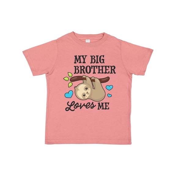Inktastic My Big Brother Loves Me with Sloth and Hearts Boys or Girls Toddler T-Shirt
