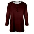 thumbnail image 4 of QHWAUAKFBN T Shirts For Women Trendy Loose Fit V Neck Colorful Shiny Geometric Print Button Three Quarter Sleeve Tshirts Top, 4 of 4