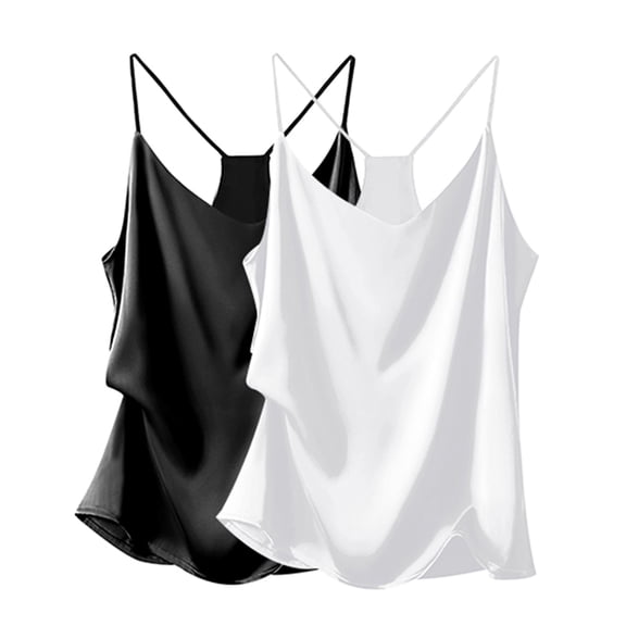 EKOUAER Casual Sleeveless Top Womens Silk Tank Top Camisole 2 Pack