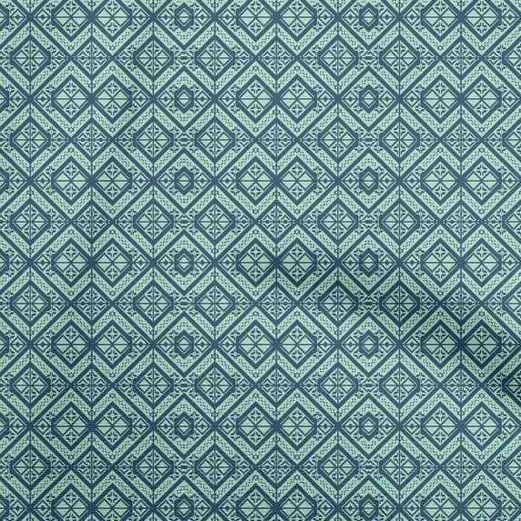 oneOone Cotton Poplin Dark Teal Blue Fabric Geometric Sewing Material Print Fabric By The Yard 56 Inch Wide