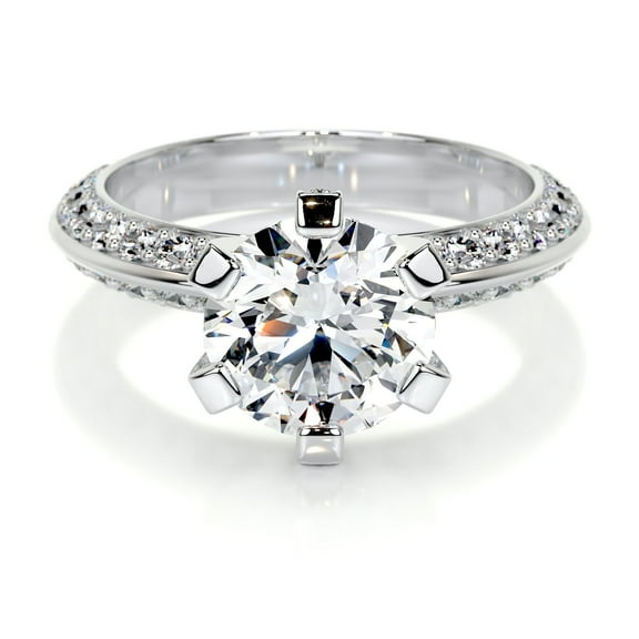 Edge Jewel Broad Band Round Cut Eternity Diamond Ring – 2 Ct Lab-Created Simulated Diamond – 14K White Gold Plated – Women’s Engagement Ring – Ideal for Birthdays or Celebrations