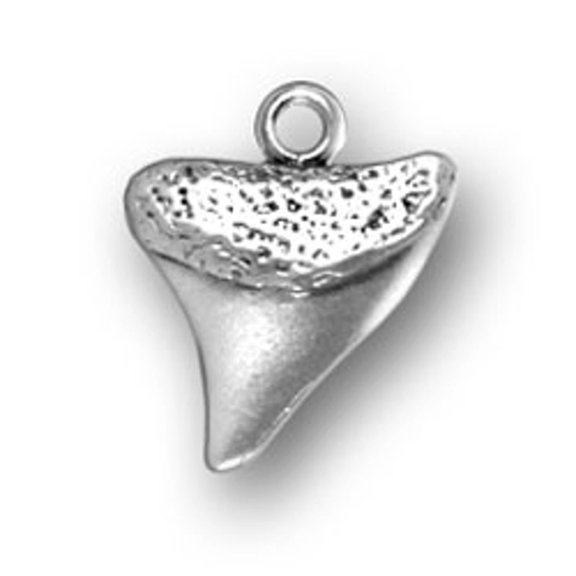 Sterling Silver 16" .8mm Box Chain 3D Great White Shark Tooth Pendant Necklace