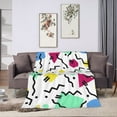 thumbnail image 2 of Simple Geometric Line Art Throw Blanket, Super Soft Anti-Pilling Flannel Bed Blankets, 80"x60", 2 of 8