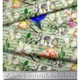 thumbnail image 2 of Soimoi Tissu en Rayonne Rayé & Imprimé Floral Orchidée au Mètre 42 Pouces de Large, 2 of 3