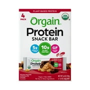 Orgain Organic Plant Based Protein Bar, Peanut Butter Chocolate Chunk- Vegan, Gluten Free, 4 pack