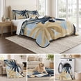 thumbnail image 6 of Full Quilt Set 78''x90'', Navy Blue Palm Trees Lightweight Bedspread Coverlet Set with 2 Pillow Shams, Vintage Summer Botanical Watercolor Breathable All Season Quilt Bedding for Bedroom/Guest Room, 6 of 9