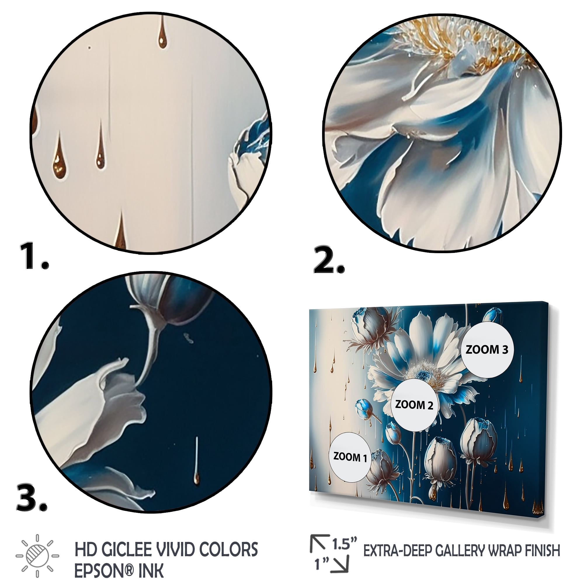 Designart Ice Blue Daisy II Canvas Wall Art