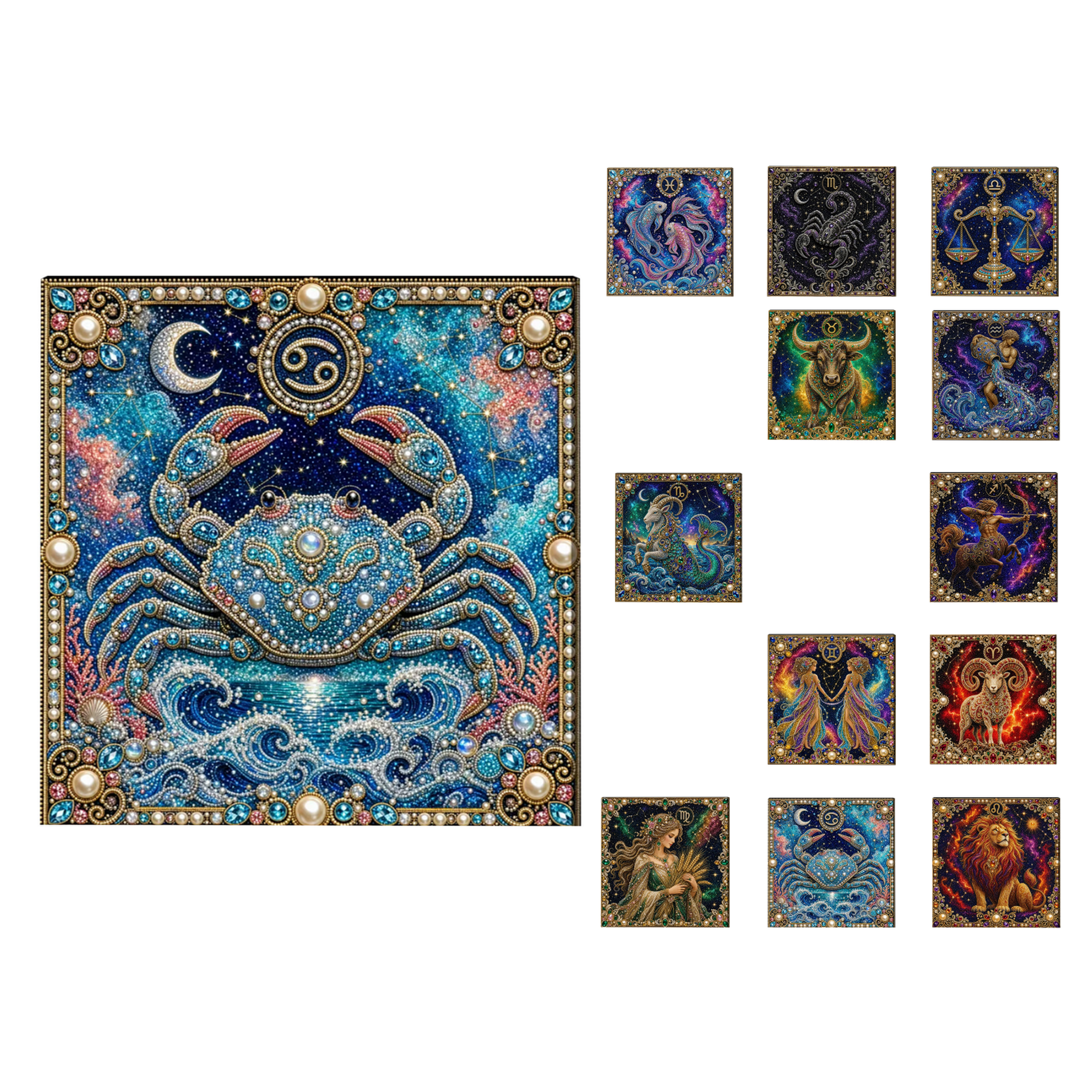 DIY Zodiac Diamond Painting Art Kit For Adults Sparkling Constellation Gem Craft Set Ready‑To‑Display Wall Art Nice Holiday Present For DIY Craft Enthusiasts(Cancer)