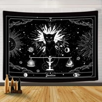 Gothic Tarot Cat Tapestry Black and White Wing Bat Cat Tapestry for Men Gothic Witch Moon Cool Anime Tapestries, Hippie Spooky Monster Aesthetic Tapestry Wall Hanging Decor for Bedroom Dorm (60X40)