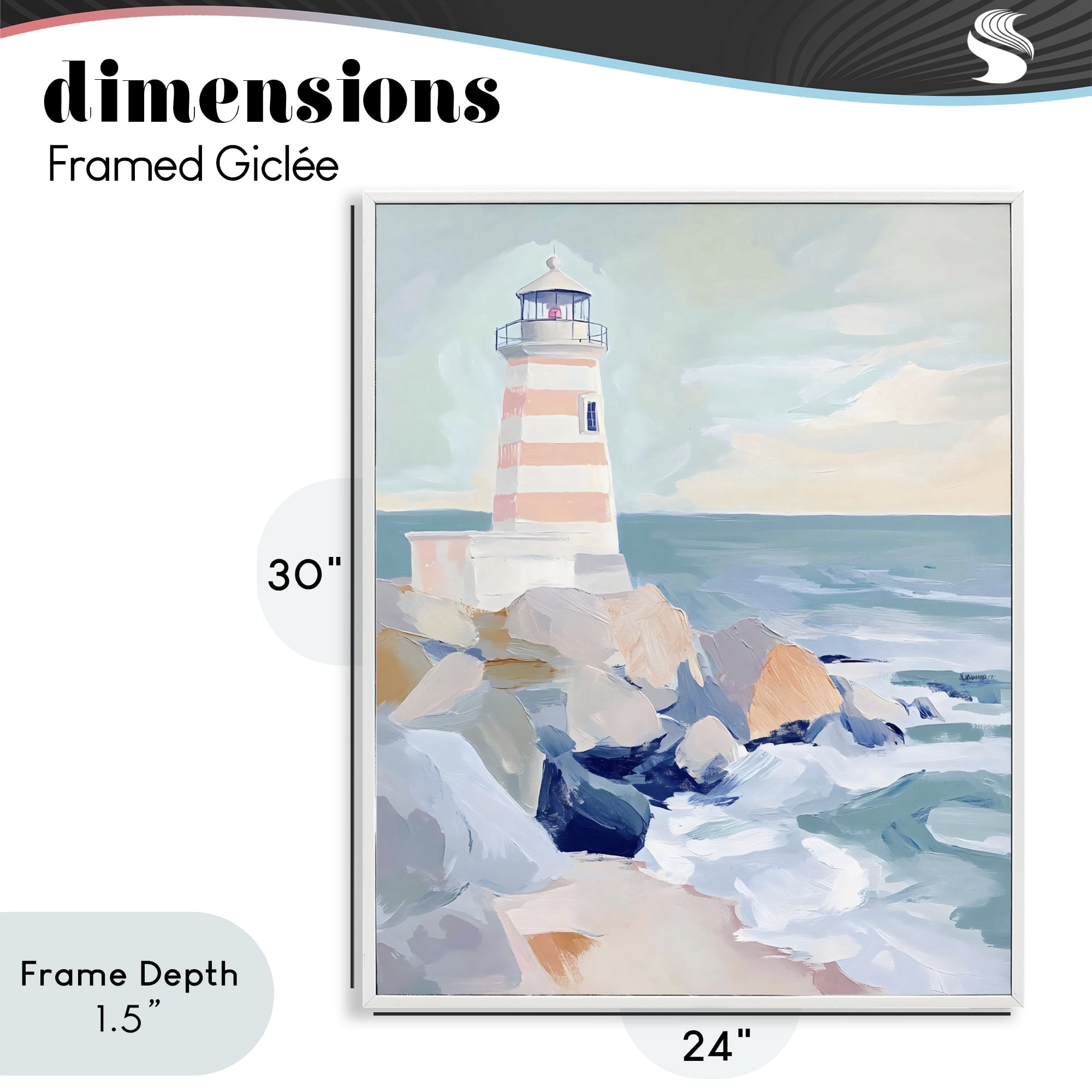 Stupell Industries Coastal Lighthouse in Pastels White Framed Giclee Art, design by Creative Studio