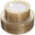 thumbnail image 1 of Platos de plástico Nervure, 102 unidades, dorados, desechables, transparentes, para fiestas, 1 of 9