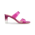 thumbnail image 3 of BLISSFUL STEP Women's Clear Colorful Straps Chunky Heel Slides Sandals Hot Pink (Size 5), 3 of 6