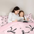thumbnail image 4 of Erosebridal Princess Ribbon Bowknot Queen Comforter Set,Black Bowtie Gifts Bedding Comforter Set For Kids Girls,Pink Reversible,3-Piece, 4 of 7