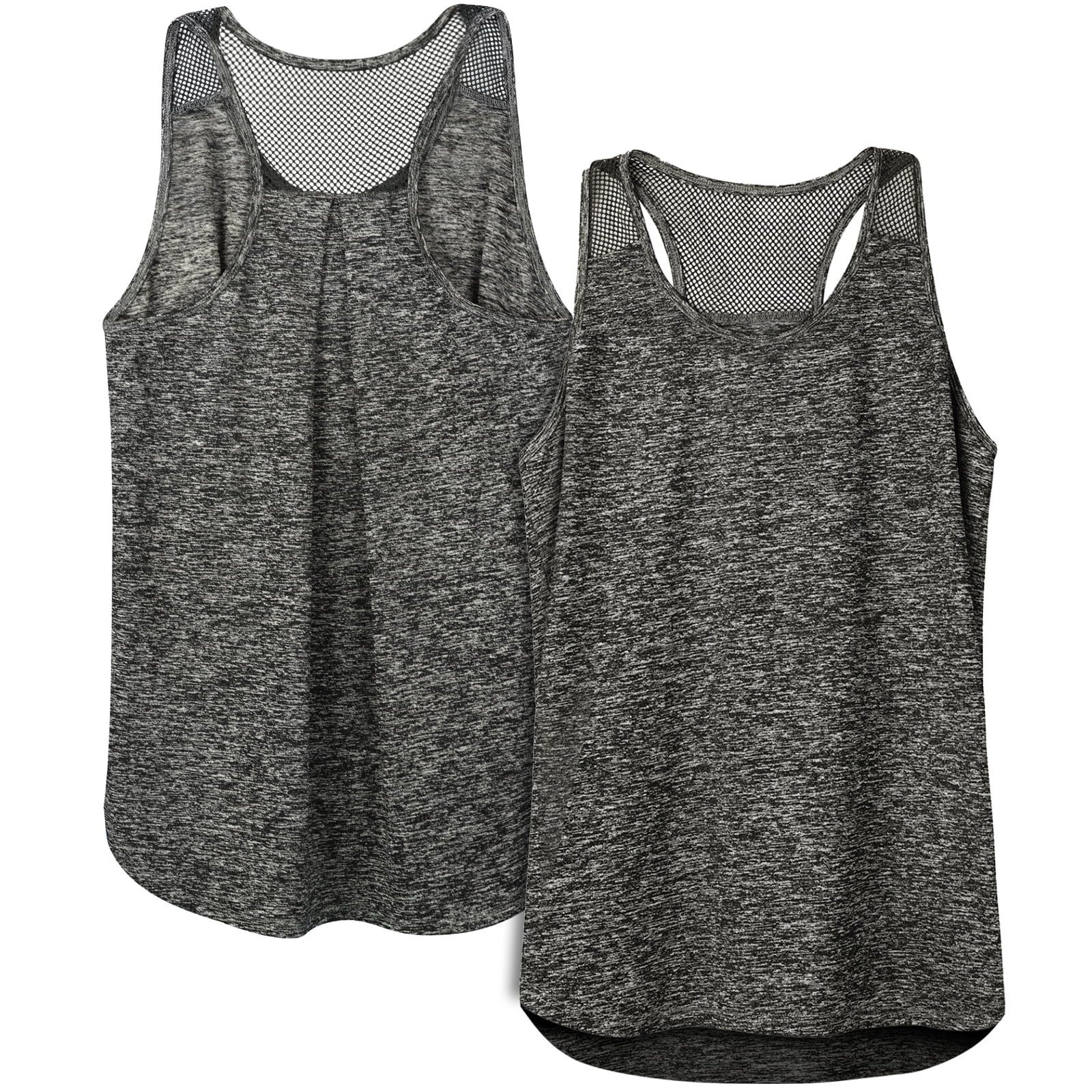 2 Pack Workout Tops for Women, Letsfit Mesh Racerback Tank Tops