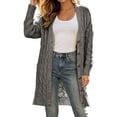 thumbnail image 3 of LWFFDAW Long Open Fornt Cardigan Sweater for Women Long Sleeve Button Down Sweater Fall Winter Soft Loose Knit Sweater Coat, 3 of 10