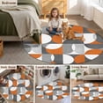 thumbnail image 5 of Retro Geometric Round Rugs for Living Room 5ft Art Decor Orange Gray Semicircle Non Slip Circle Rug Washable Low-Profile Indoor Carpet for Bedroom, Dining Room, Bathroom, 5 of 9