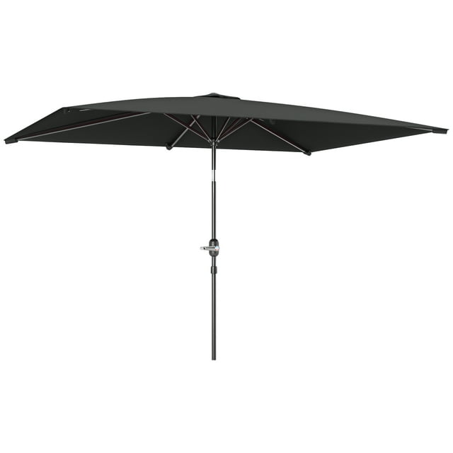 Outsunny Parasol de Patio Inclinable, Parasol de Jardin de Marché avec Manivelle, Gris Foncé