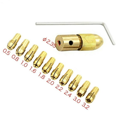 

12Pcs Mini Drill Brass Collet Chuck for Electric Motor Shaft Drill Bit 0.5-3.2mm