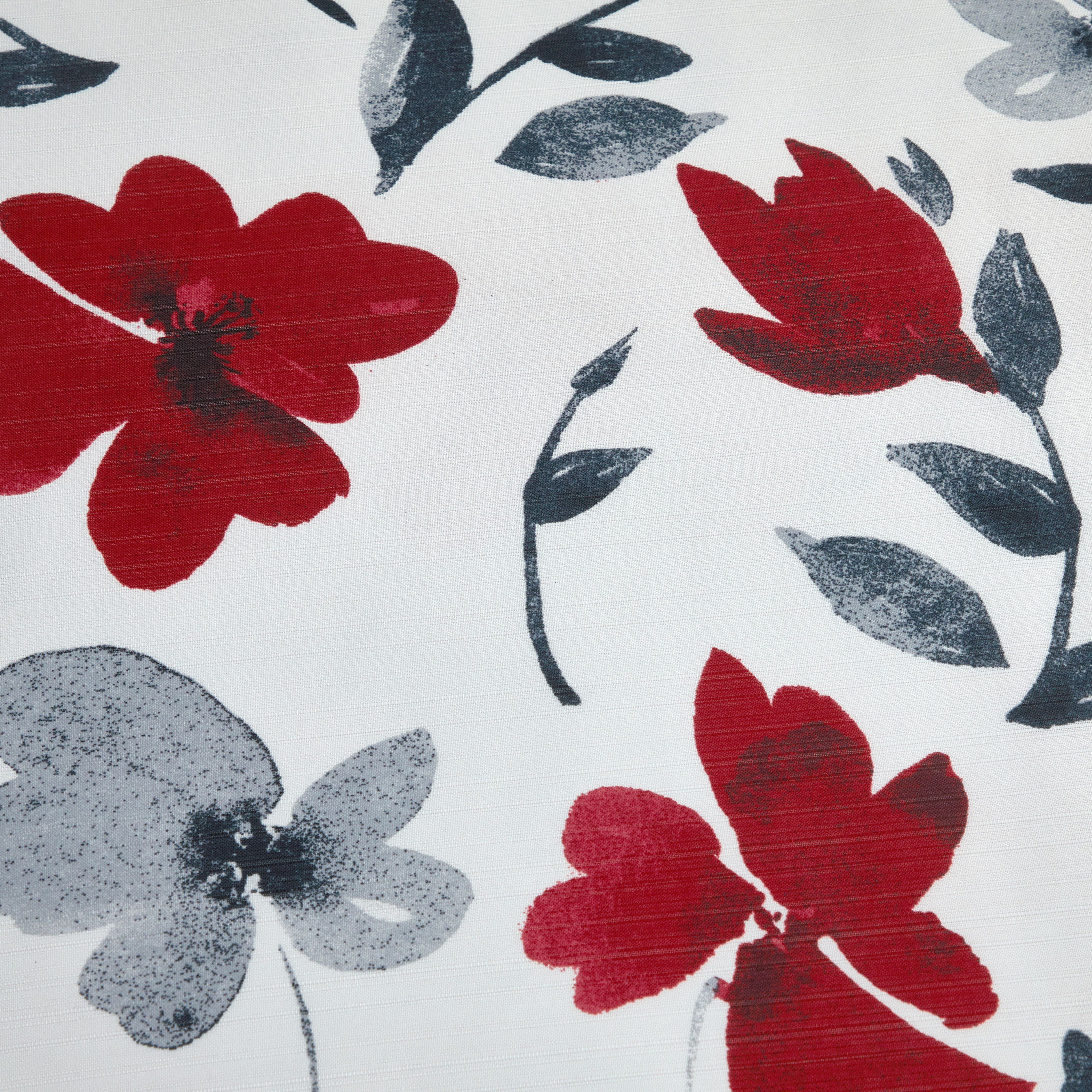 Mainstays Floral Shower Curtain, Black, Red & Gray, 72 in x 72 in, Polyester, Reinforced Grommets
